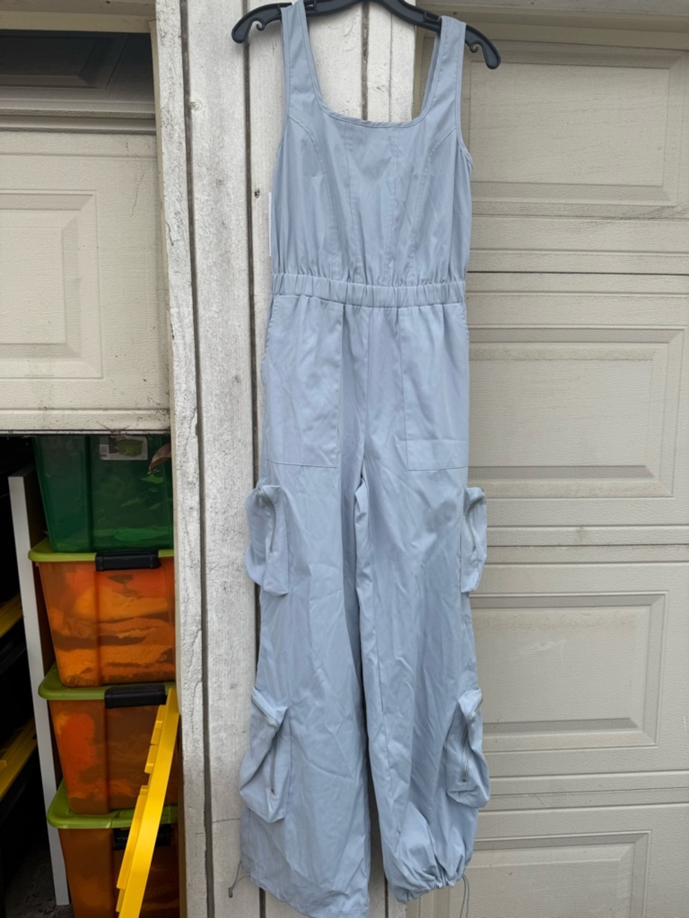 36 Point 5 Pale Blue Cargo Jumpsuit